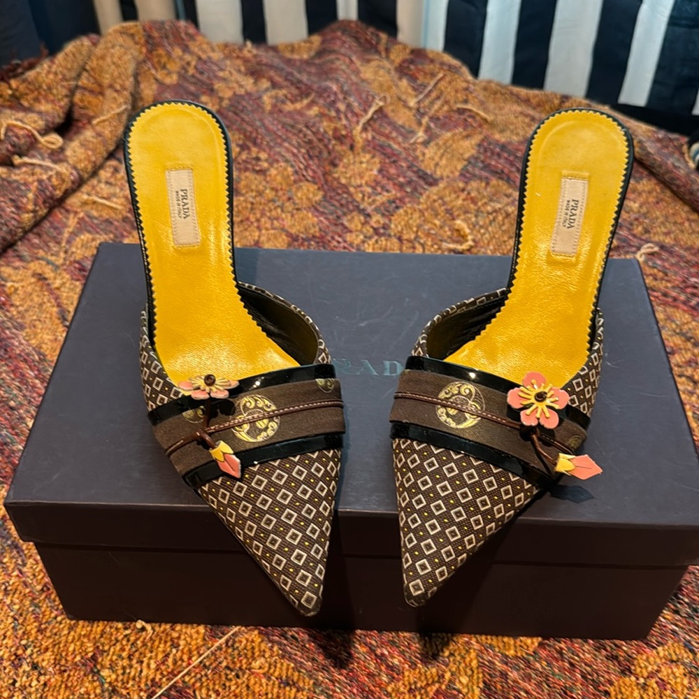 Gorgeous heeled Prada mules